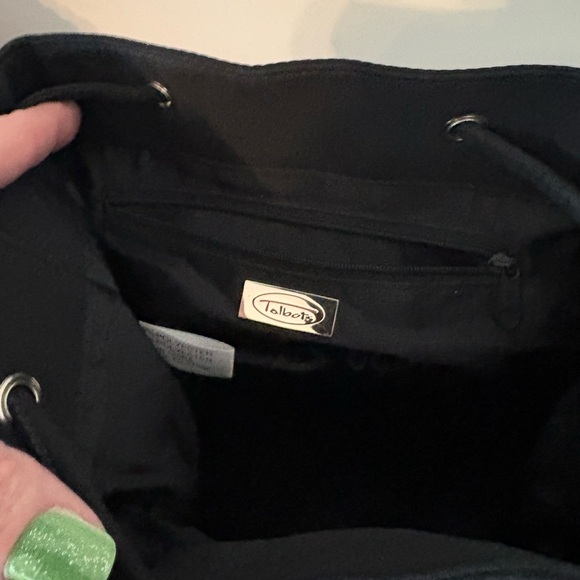 Talbots Black Nylon Backpack Purse Mini Travel Daypack Drawstring Flap - Picture 8 of 10